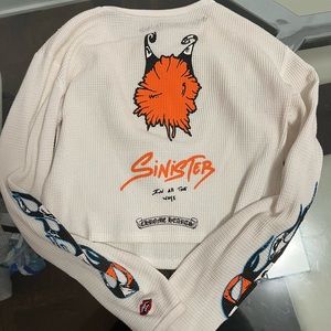 Authentic Chrome Hearts x Matty Boy waffle white long sleeve cropped top